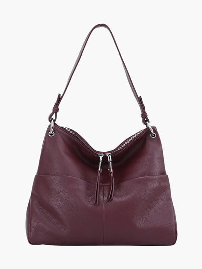 Hannelore| Hobo-Tasche aus weichem Leder mit Zipper-Verschluss