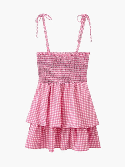 Wibke | Charmantes rosa-weiß kariertes Sommerkleid