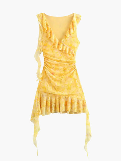 Fenja | Geblümtes Minikleid mit Rüschendetails