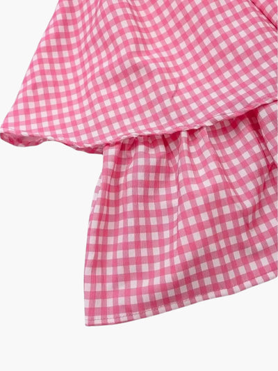 Wibke | Charmantes rosa-weiß kariertes Sommerkleid