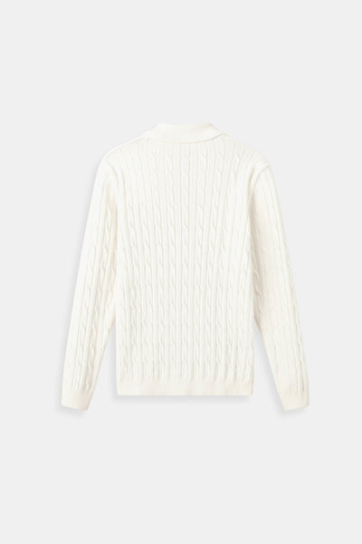 Eleganter Zopfstrickpullover mit Reißverschluss