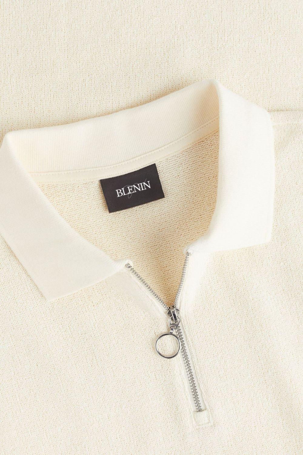 Modernes Strick-Poloshirt mit Reißverschluss
