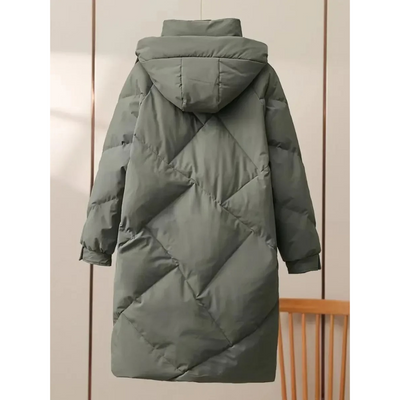 Elfriede | Stylische graue leichte Pufferjacke mit Umlegekragen für Frauen