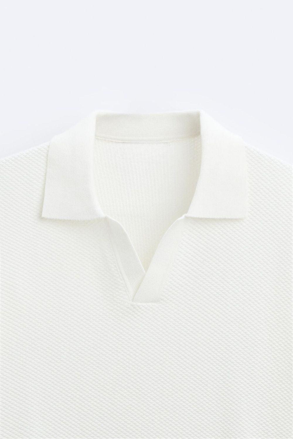 Klassisches Strick-Poloshirt in Weiß