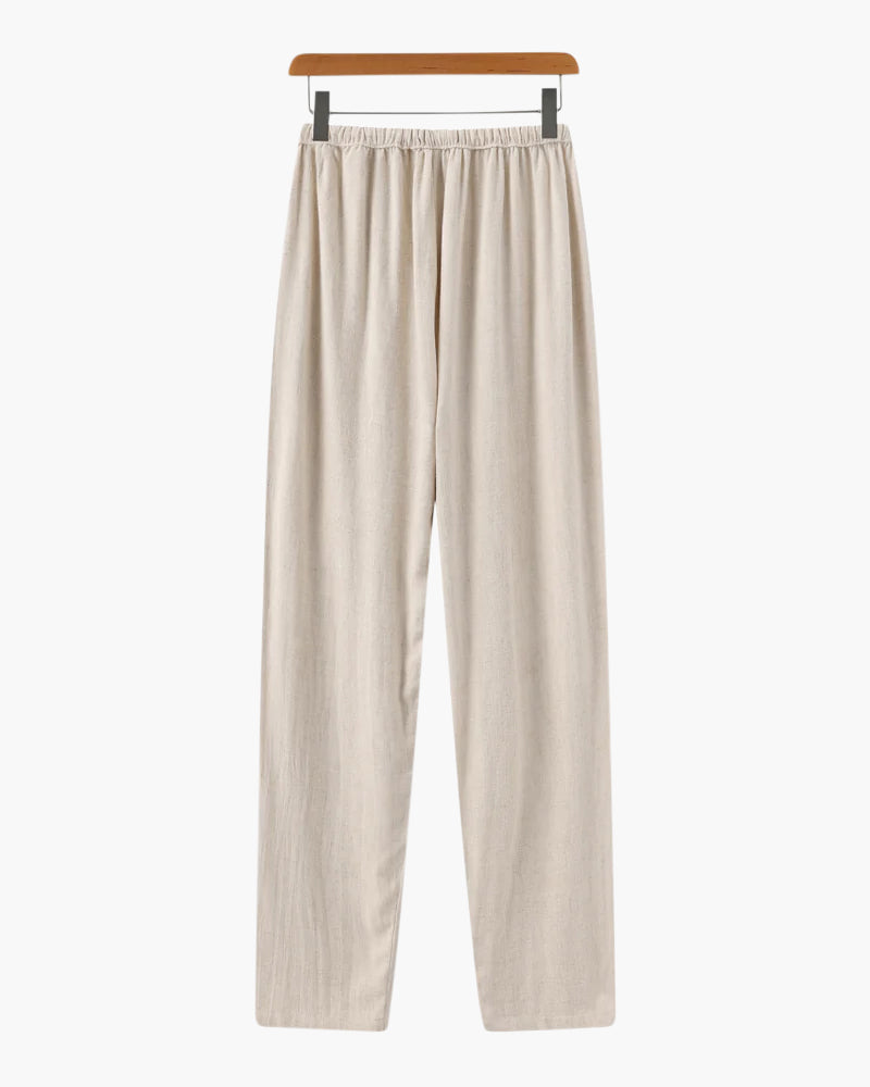 Adrian | Leichte Slim Fit Herren Sommer Leinenhose mit Kordelzug