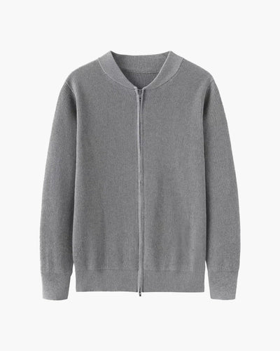 Bennett | Stehkragen Herren Rippstrick Reißverschluss Strickjacke
