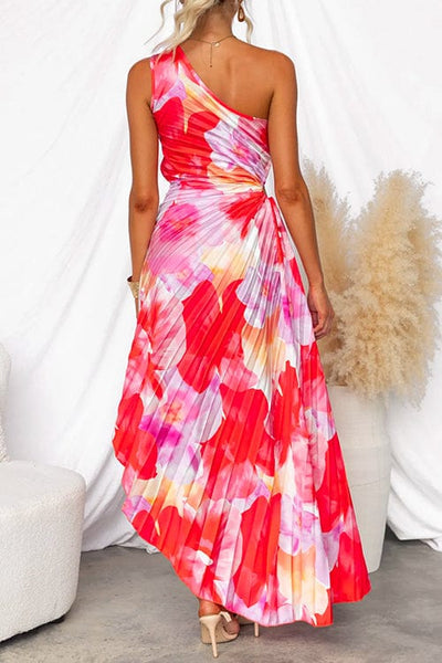 Liselotte | Elegantes One-Shoulder-Blumenkleid – Farbenfroher Chic für besondere Anlässe