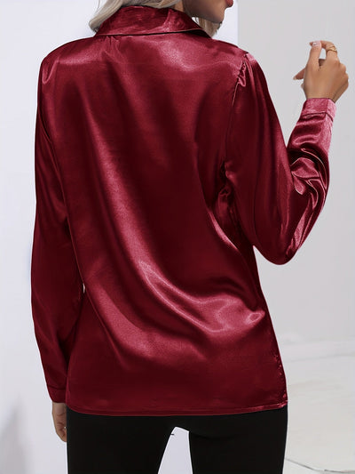 Irene | Elegantes Satin-Hemd mit langen Ärmeln für Damen
