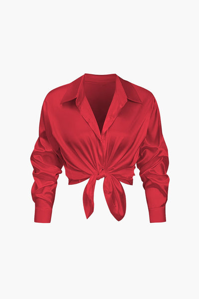 Florentine | Elegante Langarm-Bluse aus seidigem Satin