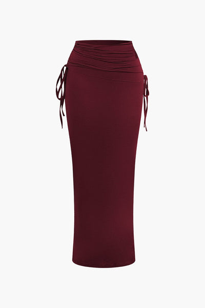Melody | Asymmetrisches Zweiteiler-Set mit One-Shoulder Crop-Top & Maxi-Rock