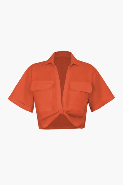 Janice | Stylisches Kurzarm Crop Shirt mit kragen