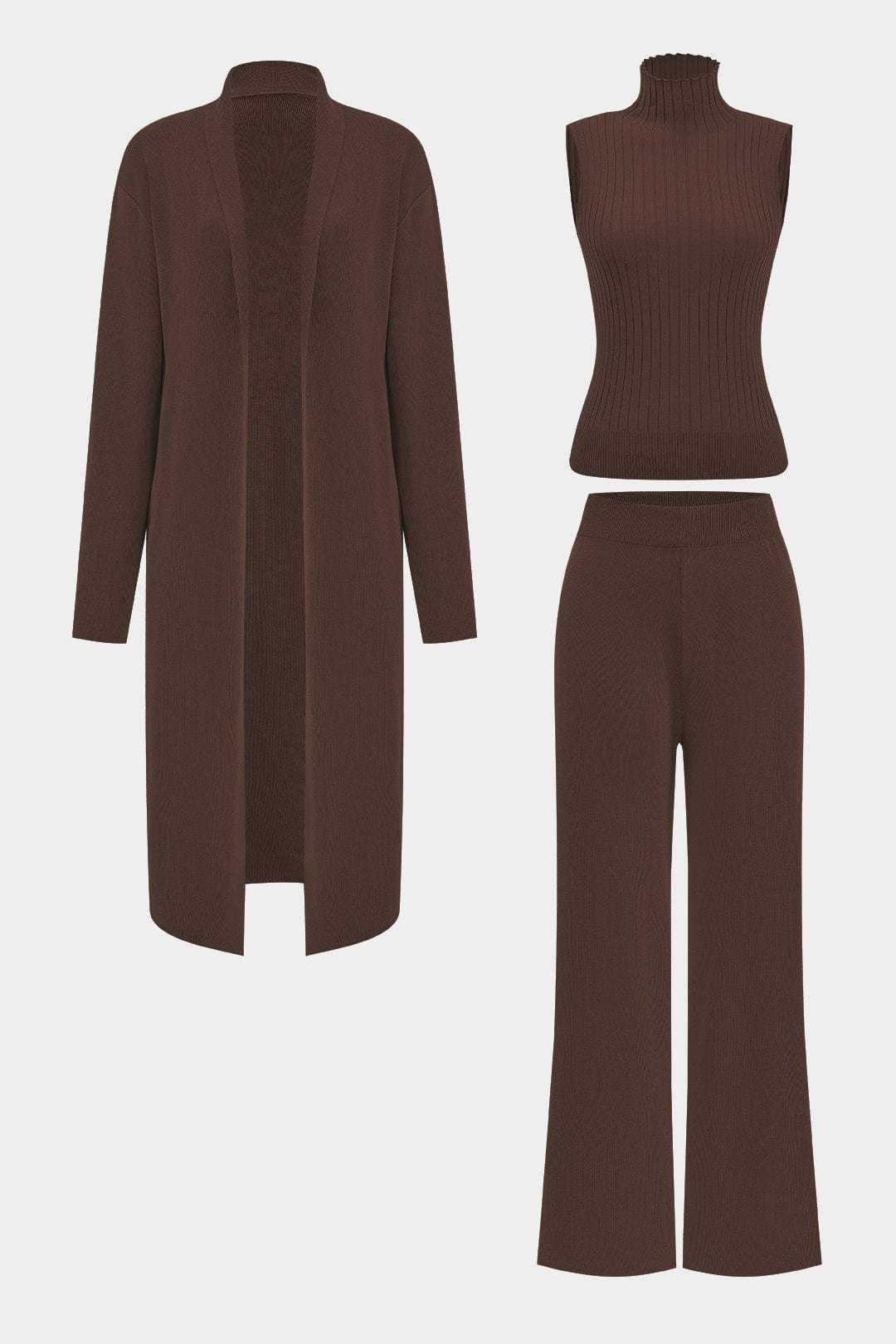Luanne | Elegantes Dreiteiliges Set aus Geripptem Strick