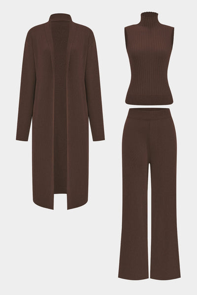 Luanne | Elegantes Dreiteiliges Set aus Geripptem Strick