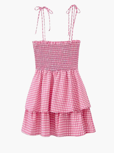 Wibke | Charmantes rosa-weiß kariertes Sommerkleid