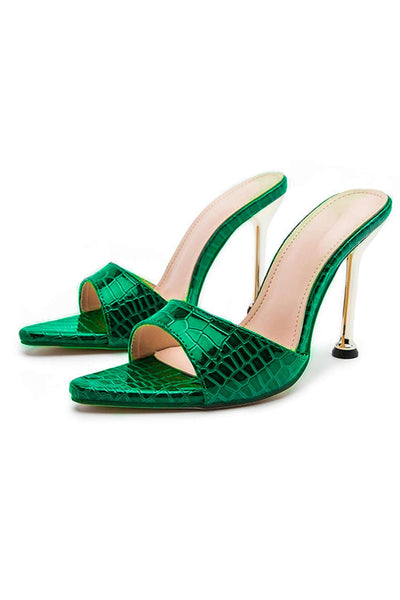 Isabelle | Luxus Schwarze Croc-Embossed Mule Heels – Elegant & Stilvoll