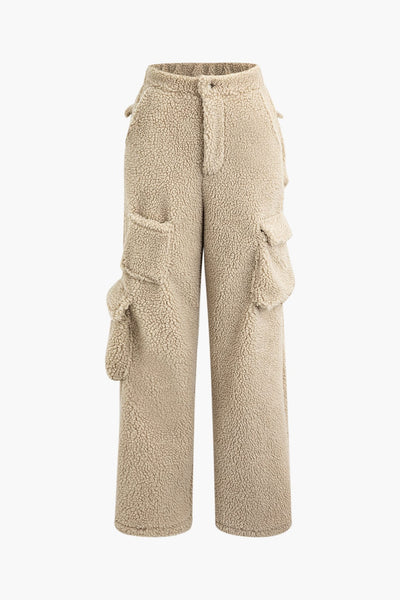 Misha | Teddy-Zweiteiler mit Cargohose & Cropped-Jacke