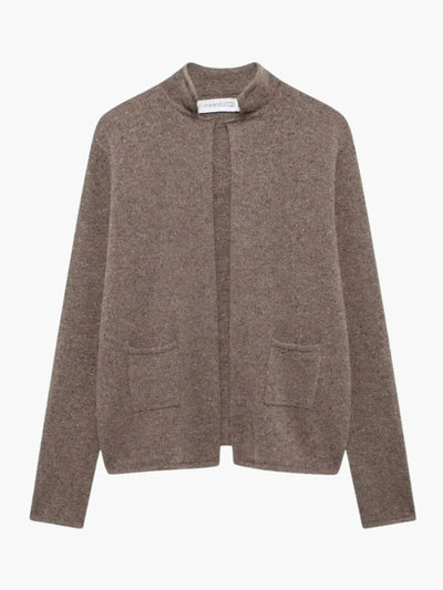 Irma | Strickjacke mit offener Vorderseite und hohem Kragen
