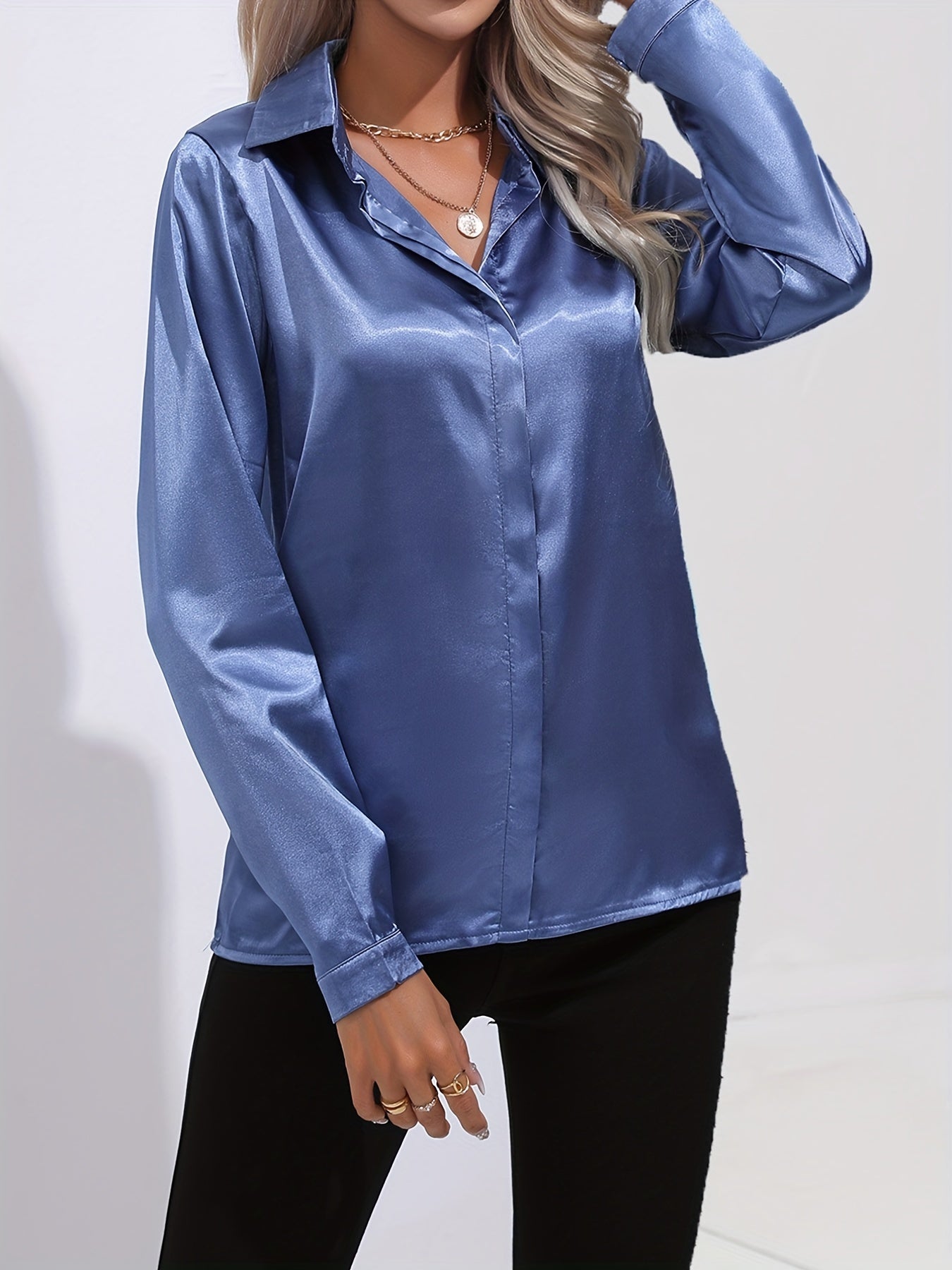 Irene | Elegantes Satin-Hemd mit langen Ärmeln für Damen