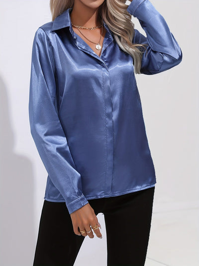 Irene | Elegantes Satin-Hemd mit langen Ärmeln für Damen