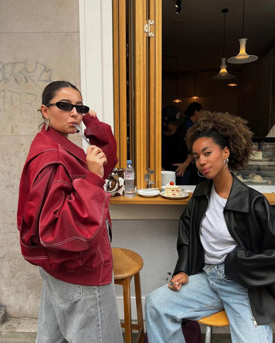 Jade | Übergroße Kontrastnaht Jacke Zendoo.de