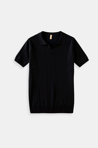 Retro-Strick-Poloshirt in Mintgrün