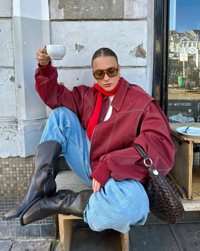 Jade | Übergroße Kontrastnaht Jacke Zendoo.de