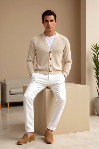 Gianni – Klassische Herren-Strickjacke in Beige