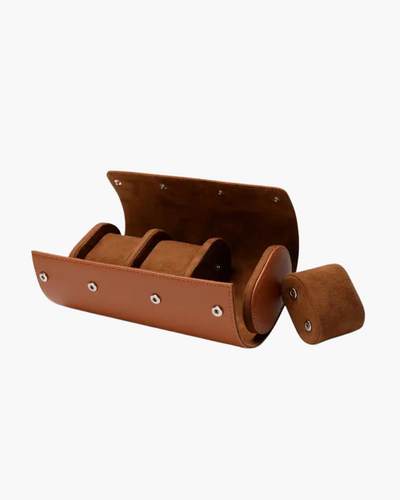 Josiah | Elegantes Leder Uhrenhalter Reiseetui für 3 Uhren