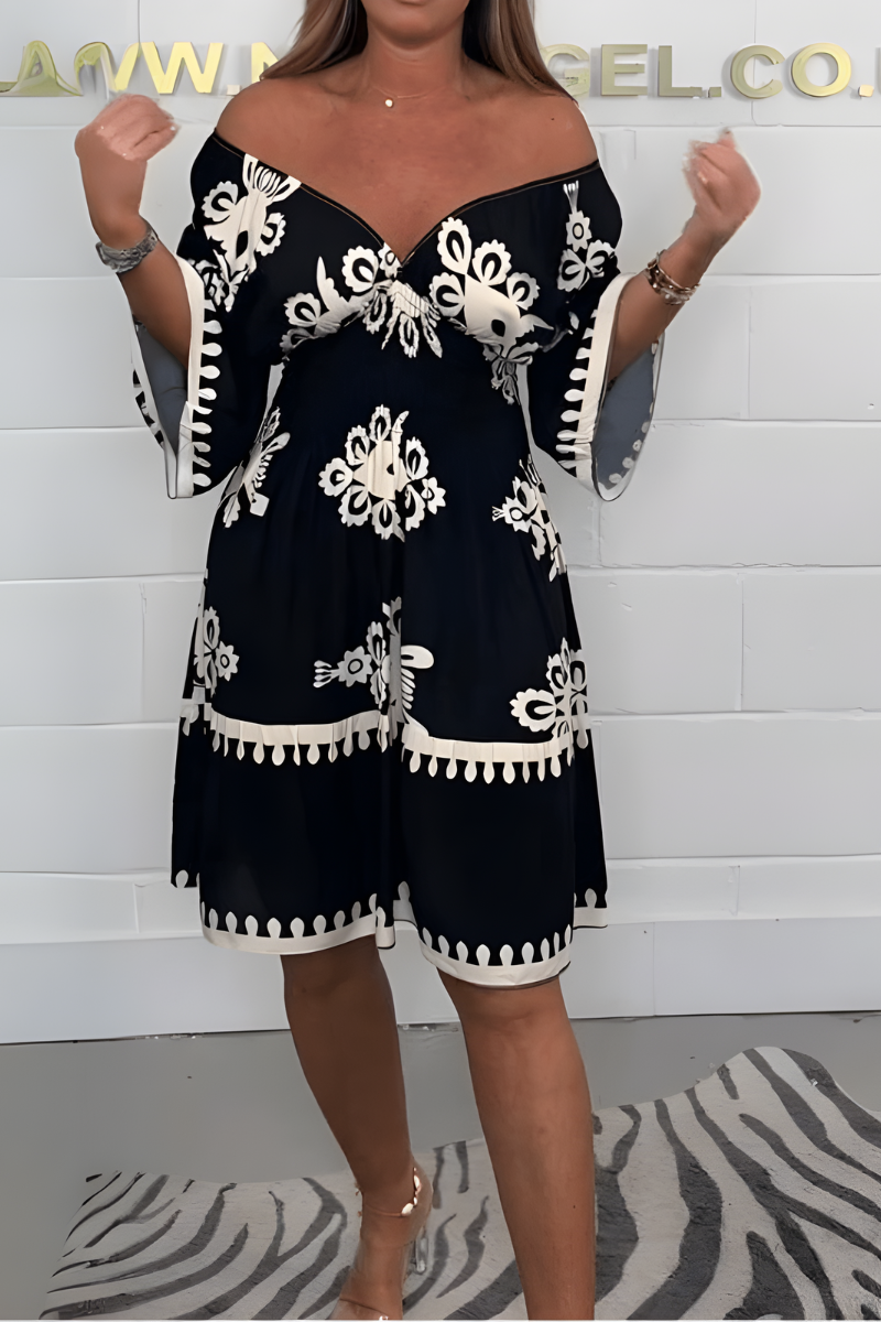 Elegantes Kleid mit Muster und V-Ausschnitt – perfekt für jeden Anlass