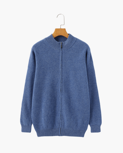 Wesley | Rippenstrick Reißverschluss Kaschmir Strickjacke für Männer