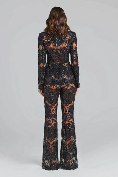 Clara | Luxuriöses Pailletten-Blazer- und Hosen-Set