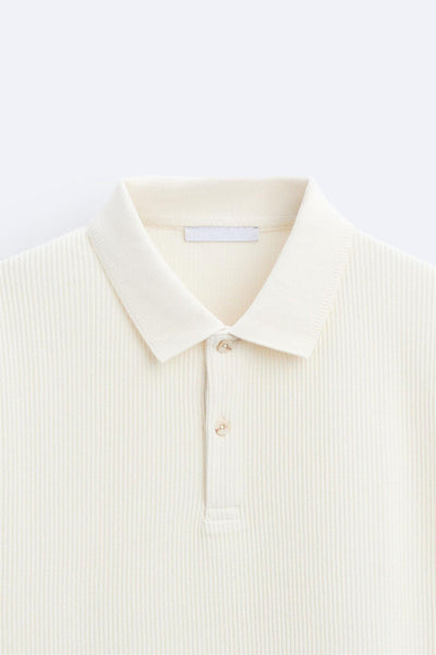 Kurzärmeliges Poloshirt in Cremeweiß – Minimalistisch und Bequem