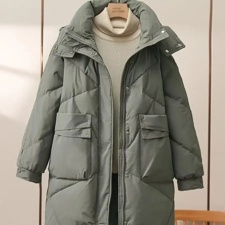 Elfriede | Stylische graue leichte Pufferjacke mit Umlegekragen für Frauen
