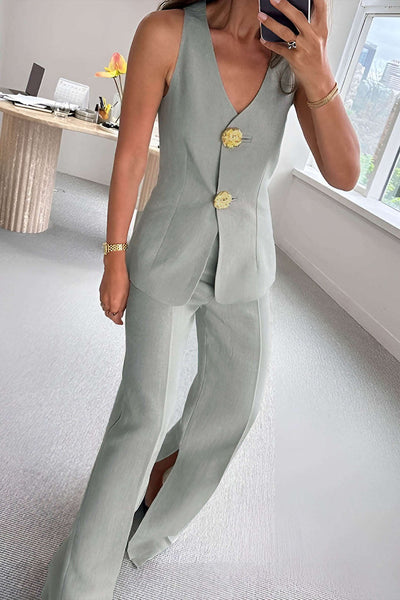 Jana | Elegantes Zweiteiler-Set mit Weste & Schlitzhose