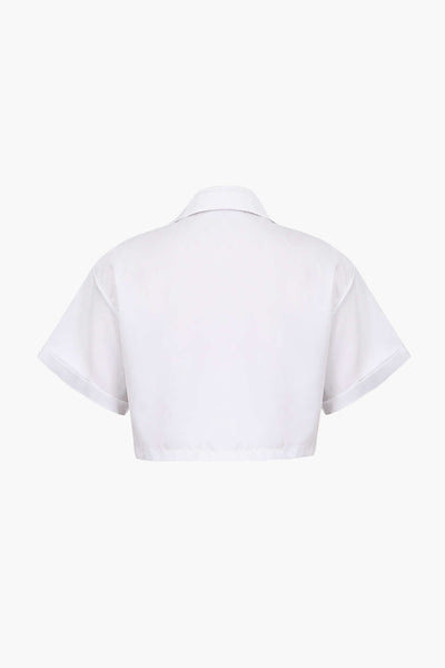 Janice | Stylisches Kurzarm Crop Shirt mit kragen
