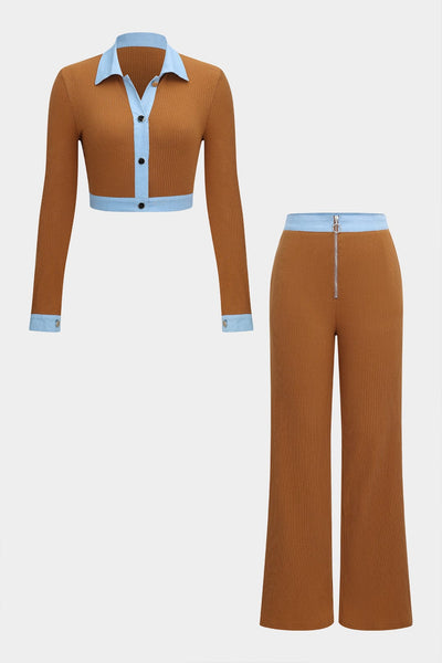 Lara | Modernes Zweiteiler-Set mit Hemd & Wide-Leg-Hose