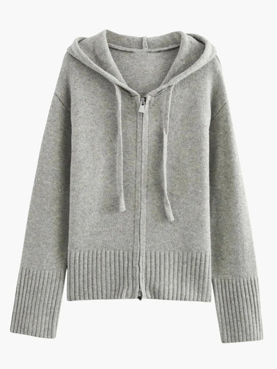 Kornelia | Strickjacke mit Kapuze und Reißverschluss