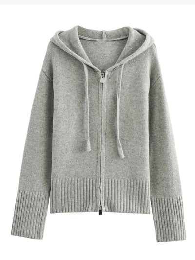 Kornelia | Strickjacke mit Kapuze und Reißverschluss