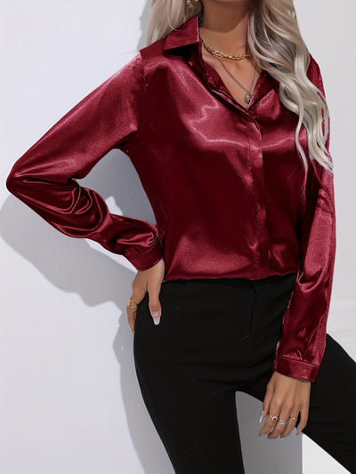 Irene | Elegantes Satin-Hemd mit langen Ärmeln für Damen