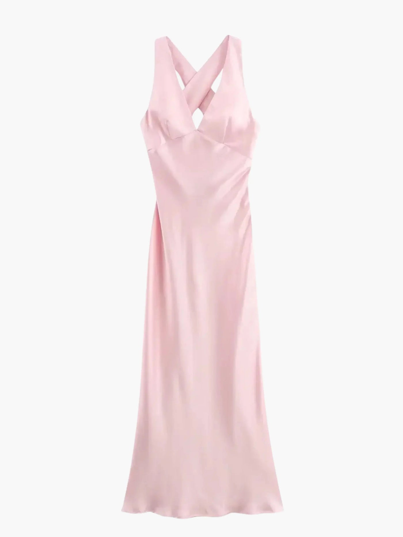 Alina | Elegantes Satin Kleid mit Kreuzdetail