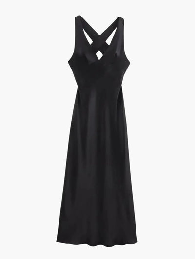 Alina | Elegantes Satin Kleid mit Kreuzdetail