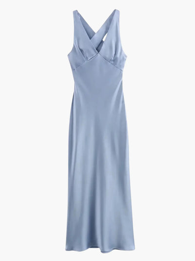 Alina | Elegantes Satin Kleid mit Kreuzdetail