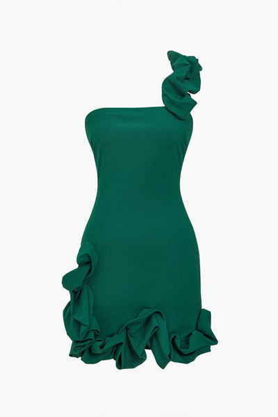 Valeria | One-Shoulder Bodycon Rüschenkleid – Elegante Raffinesse mit verspieltem Touch