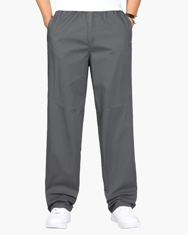 Ryan | Geradem Schnitt Freizeit Baumwolle-Hose mit Elastikbund