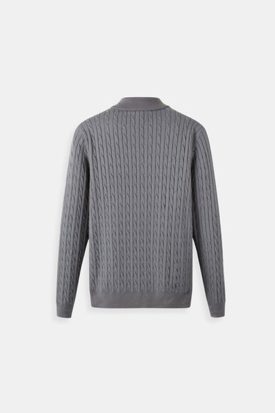 Eleganter Zopfstrickpullover mit Reißverschluss