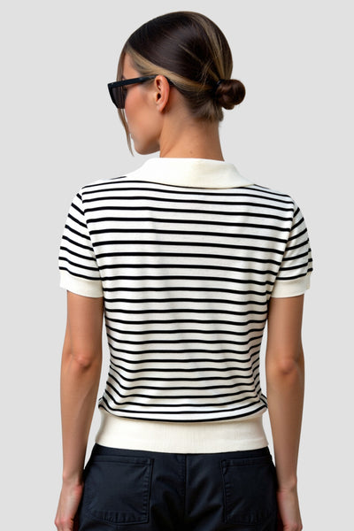 Gestreiftes Poloshirt mit kurzen Ärmeln