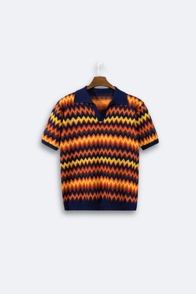 Retro-Strickpolo mit Zickzack-Muster