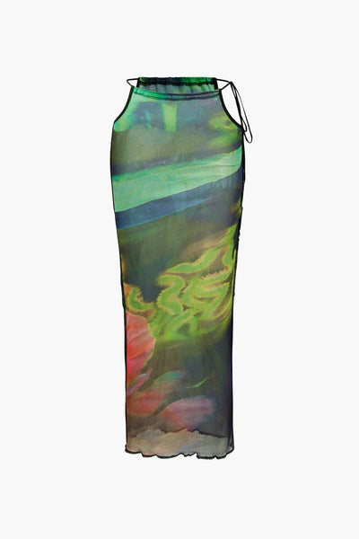 Rosina | Zweiteiliges Set mit abstraktem Print & Bandeau-Top