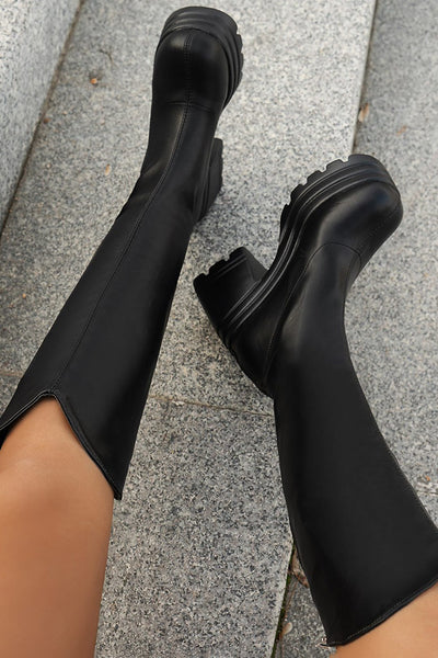 Robine | Schwarze kniehohe Plateau-Stiefel – Stilvoll & Bequem