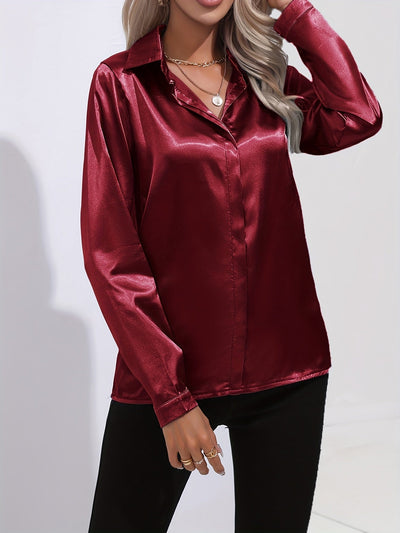 Irene | Elegantes Satin-Hemd mit langen Ärmeln für Damen